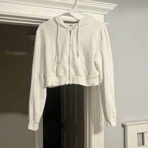 Cropped White Zip-Up, color: White, size: Small